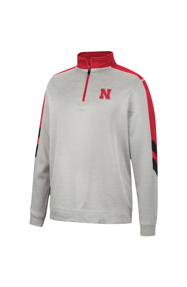 COLOSSEUM Men's Colosseum Gray/Scarlet Nebraska Huskers Bushwood Fleece Quarter-Zip Jacket, Alternate, color, Gray