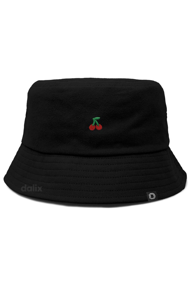 Dalix Lil Cherry Bucket Hat, Main, color, Black
