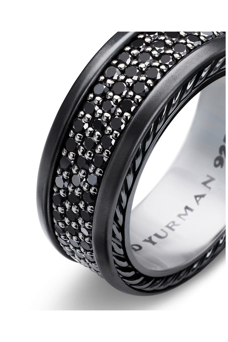 Streamline® 3-Row Titanium Band with Pavé Black Diamonds, Alternate, color, BLACK TITANIUM/ BLACK DIAMOND