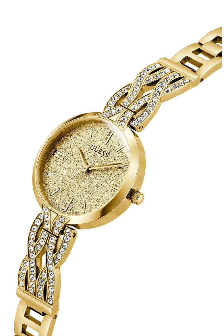 Coral Glitter & Crystal Goldtone Bracelet Watch, 32mm, Alternate, color, GOLD
