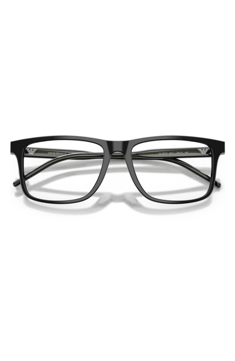 Emporio Armani 55mm Square Optical Glasses, Alternate, color, Shiny Black / Demo Lens