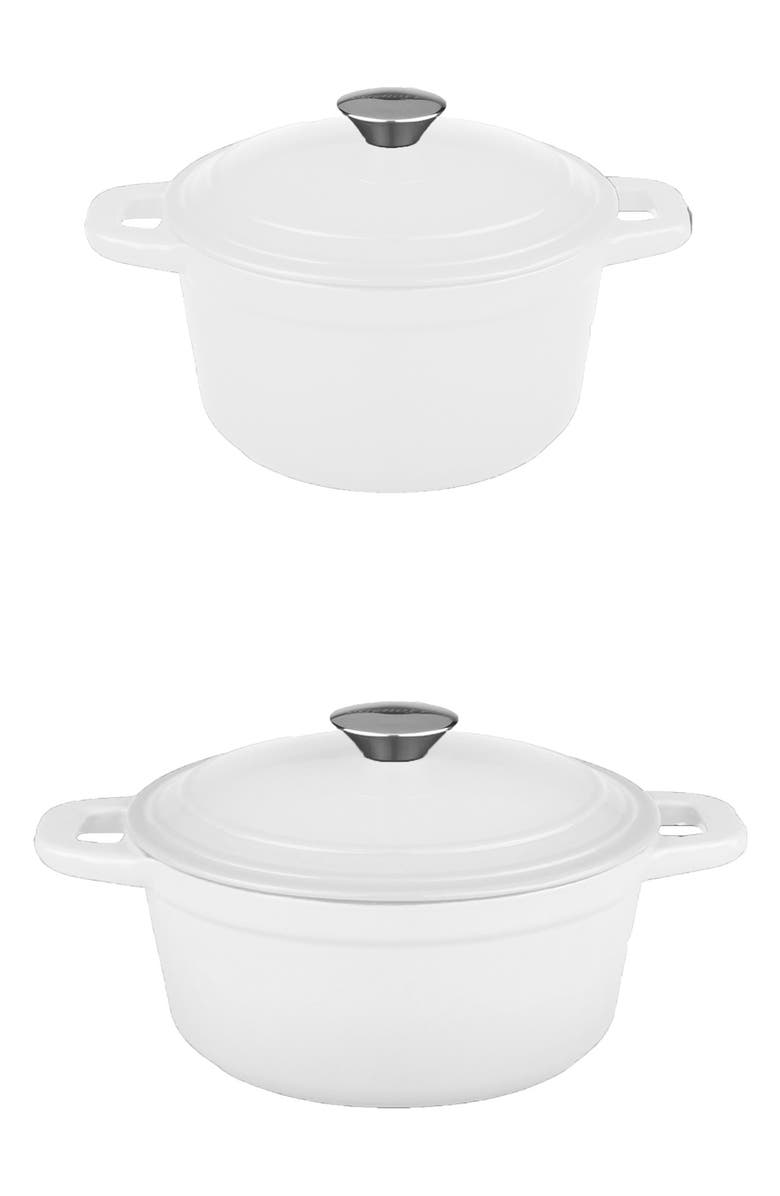 BergHOFF INTERNATIONAL Neo 4-Piece Cast Iron Set with Lid, Main, color, White