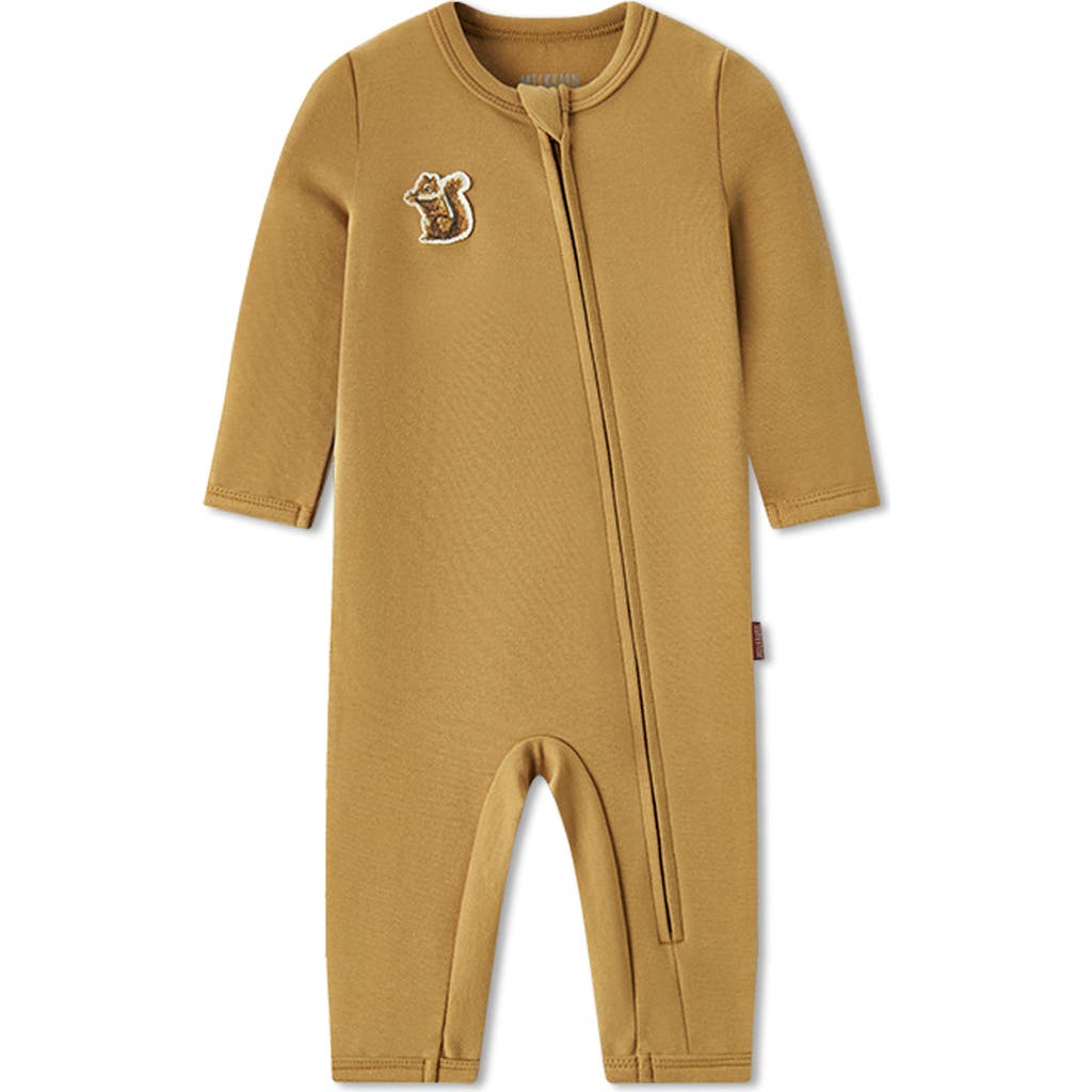 Milkbarn Brushed Zipper Pajama In Brown