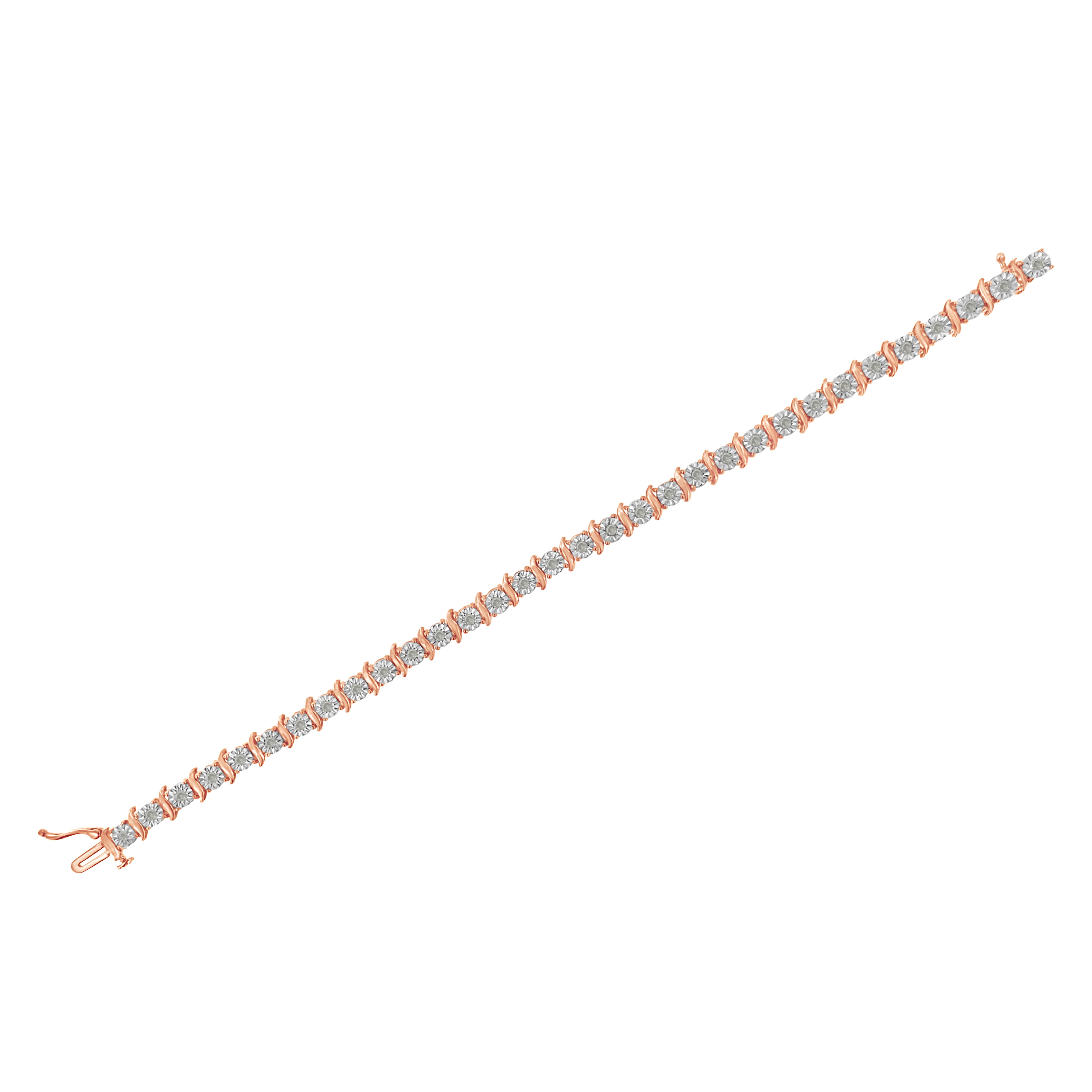 Женские аксессуары Haus of Brilliance Silver 1.0 Ctw Diamond S-Curve Link Miracle-Set Tennis Bracelet — фото 5