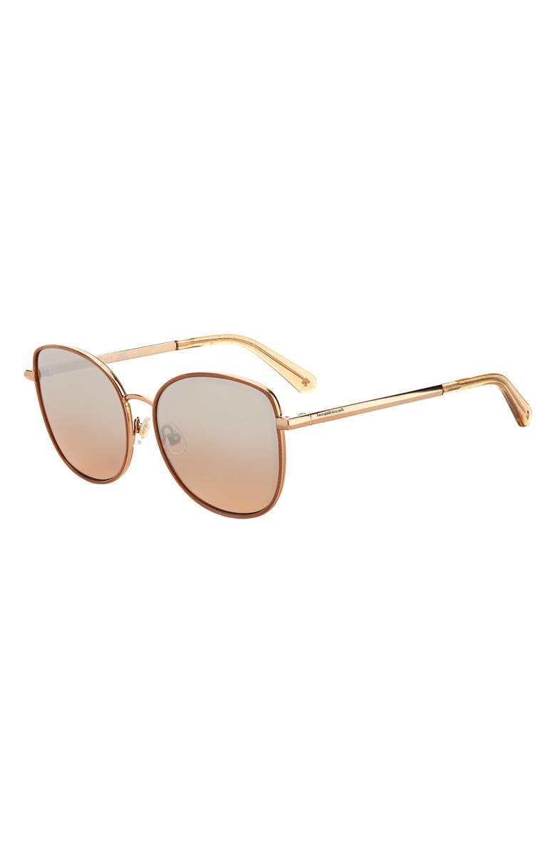 Kate Spade New York maryam 56mm gradient polarized cat eye sunglasses, Alternate, color, Red Gold/ Silver Mirror Brown