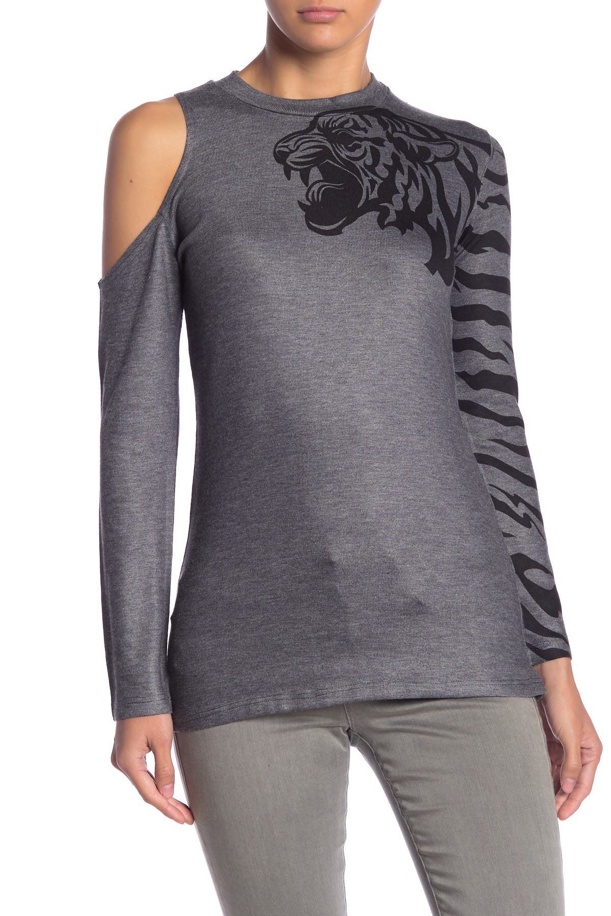 GO COUTURE One Shoulder Cutout Sweater