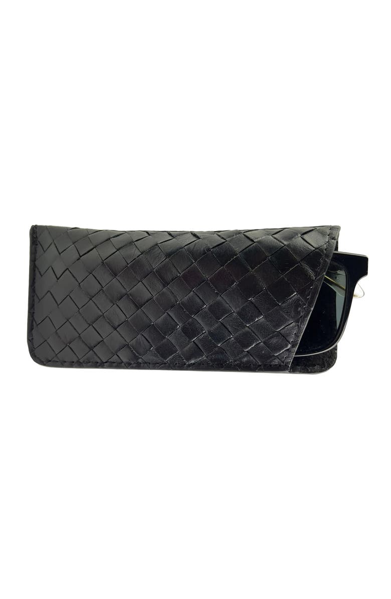 Deux Mains Woven Sunglass Case, Main, color, Black