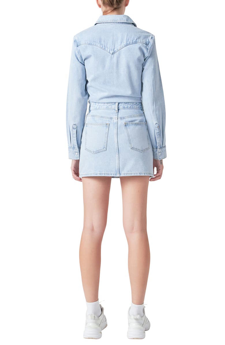 Grey Lab Long Sleeve Denim Mini Shirtdress, Alternate, color, Blue