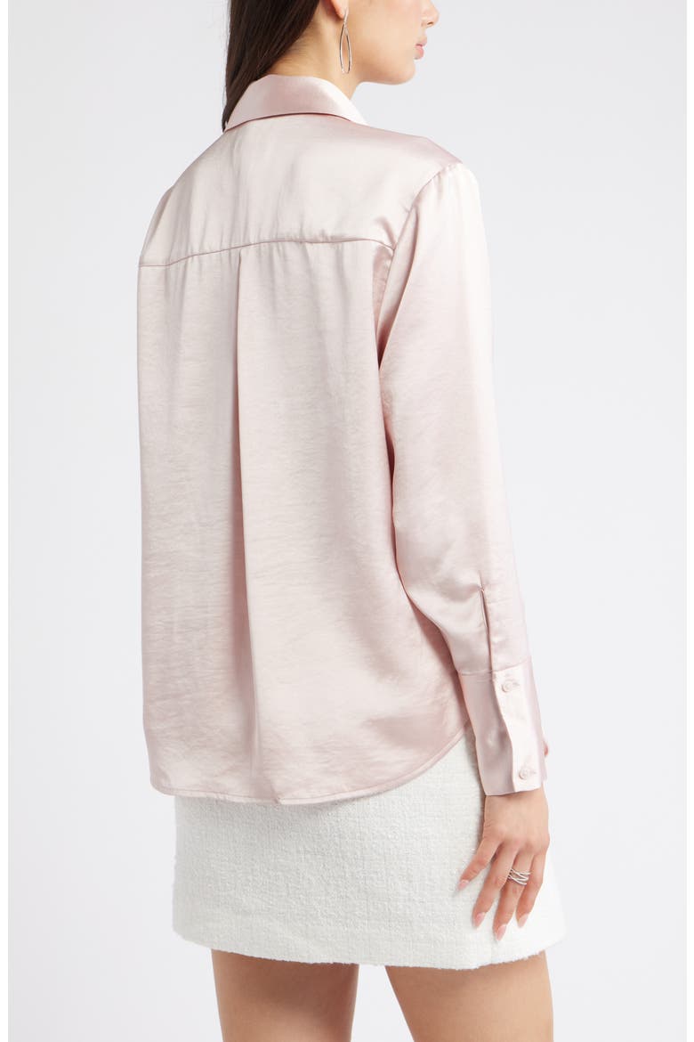 Relaxed Fit Satin Button-Up Shirt, Alternate, color, PINK SEPIA