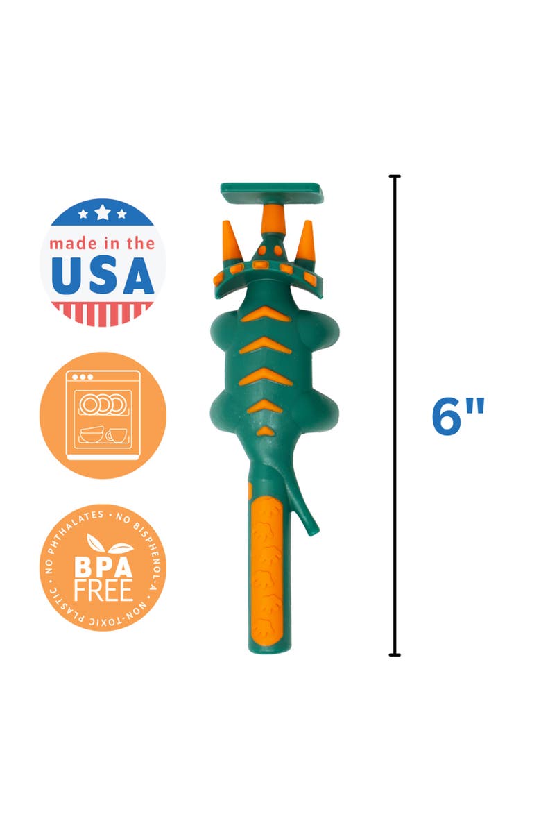 Constructive Eating Set of 3 Dino Eating Utensils for Kids and Toddlers, Alternate, color, Green