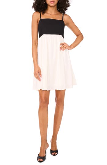 Halogen ® Colorblock Babydoll Dress In White