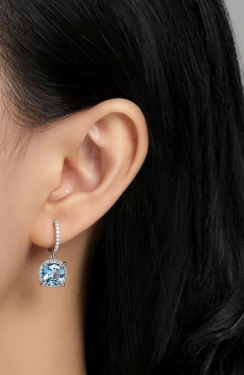 Lafonn Simulated Diamond & Simulated Aquamarine Drop Earrings, Alternate, color,