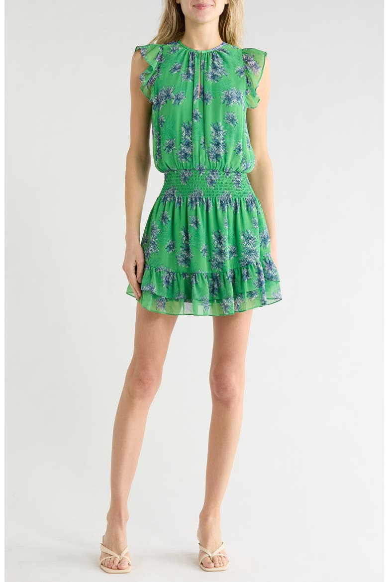 Knox Fern Tiered Dress, Main, color, BRIGHT FERN COMBO