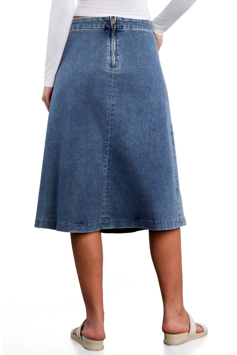 Cascade Pleated Denim Skirt, Alternate, color, REGAL BLUE