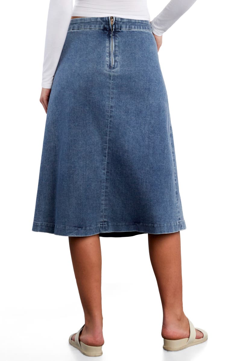 Wash Lab Denim Cascade Pleated Denim Skirt, Alternate, color, Regal Blue