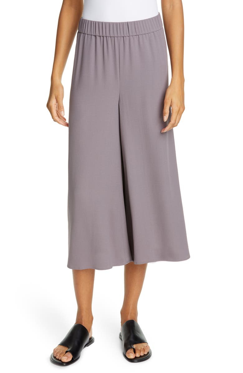 Eileen Fisher Wide Leg Crop Silk Pants, Main, color,