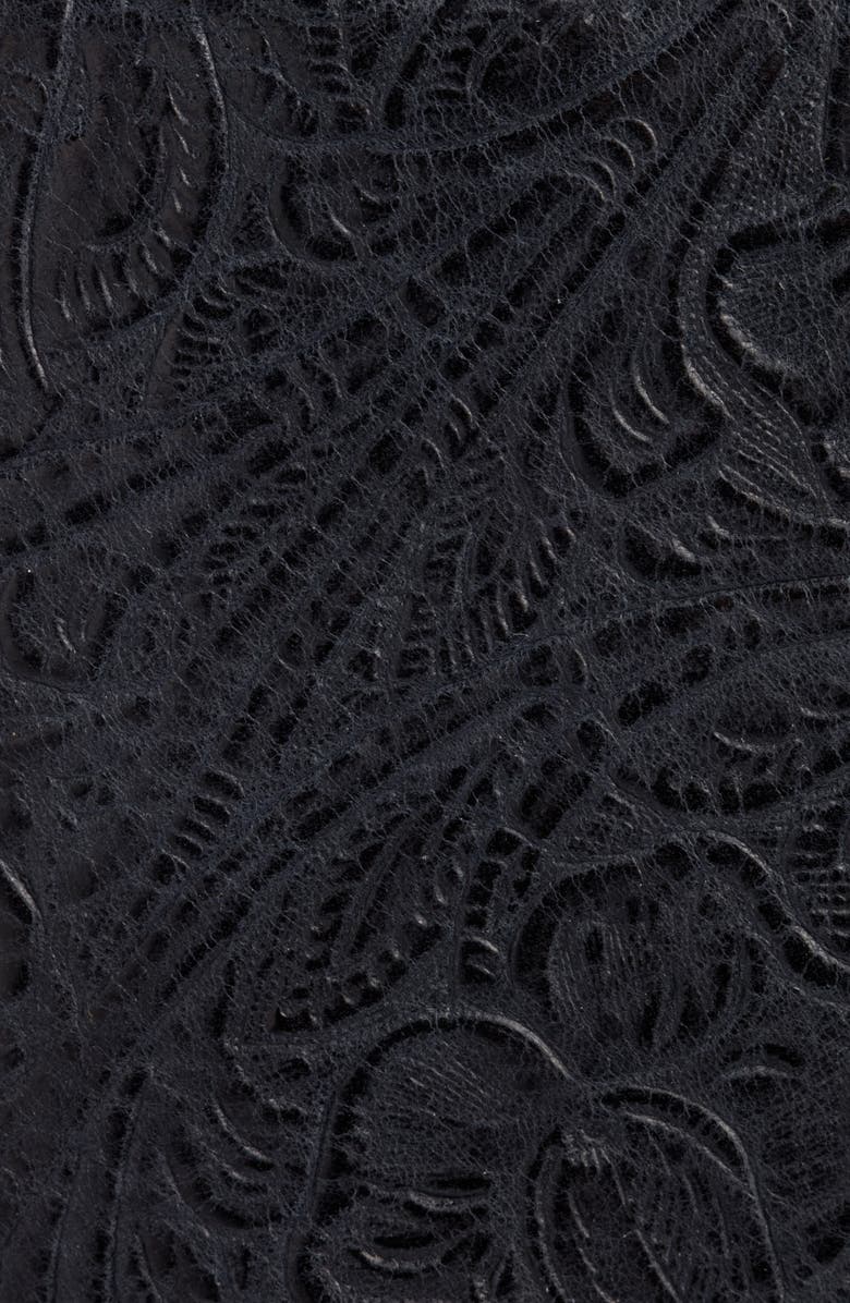 THE GREAT. & Stetson Tooled Leather Belt, Alternate, color, Black With Silver