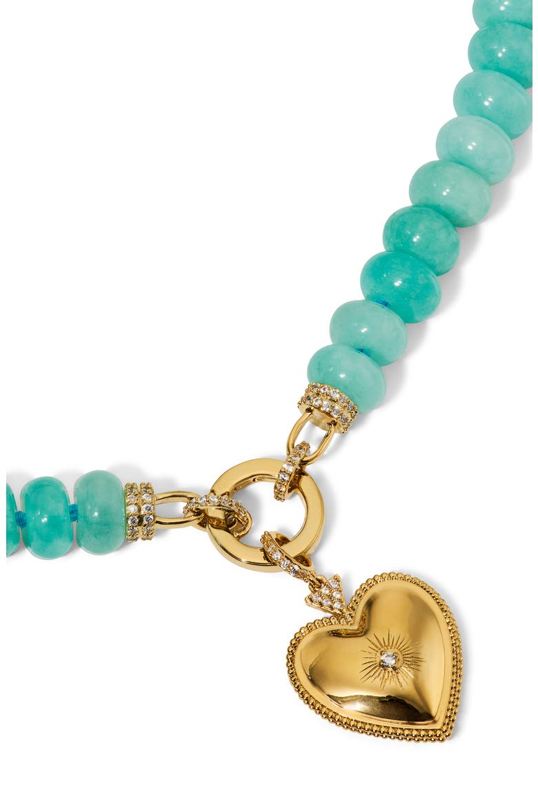 Beads of Paradise Amazonite Heart Pendant Necklace, Alternate, color, GOLD
