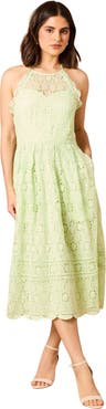 Oasis Lace Detail Halterneck Midi Dress