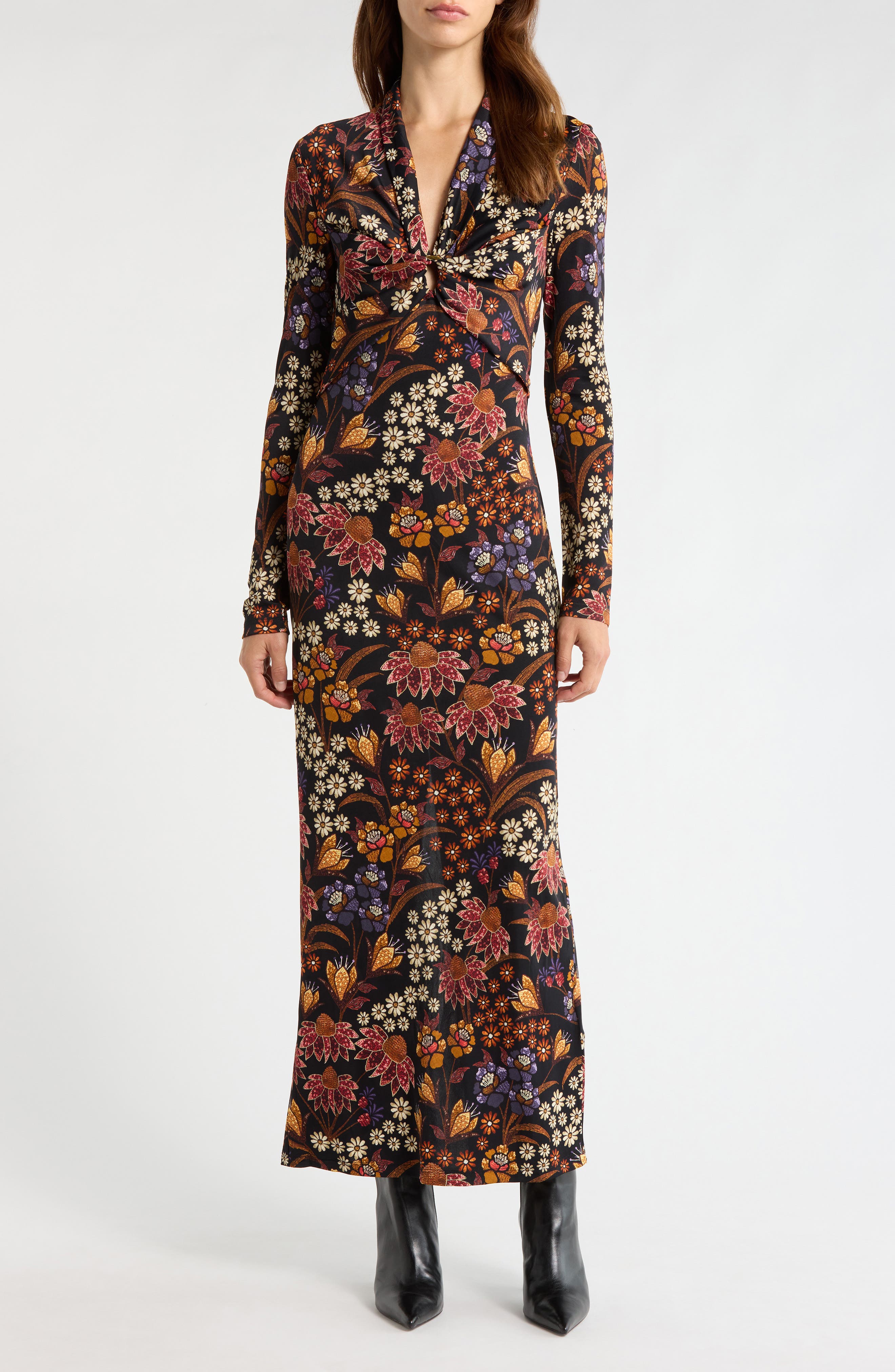 FARM Rio Lili Long Sleeve Floral Maxi Dress