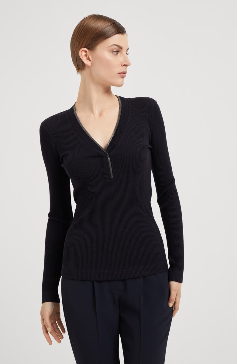 Brunello Cucinelli Ribbed jersey T-shirt, Alternate, color, 