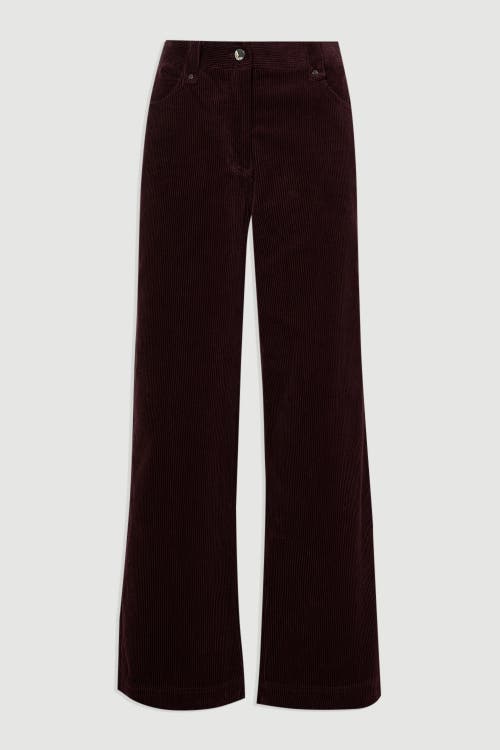Karen Millen Cord Straight Leg Pants In Purple