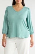 MAX STUDIO V-Neck Balloon Sleeve Top