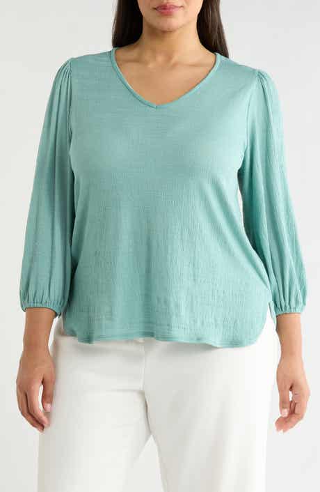 MAX STUDIO V-Neck Balloon Sleeve Top