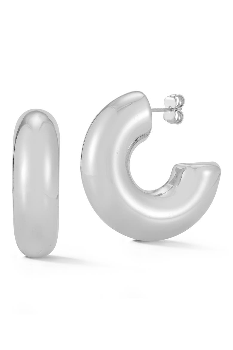 Bold Hoop Earrings, Main, color, SILVER