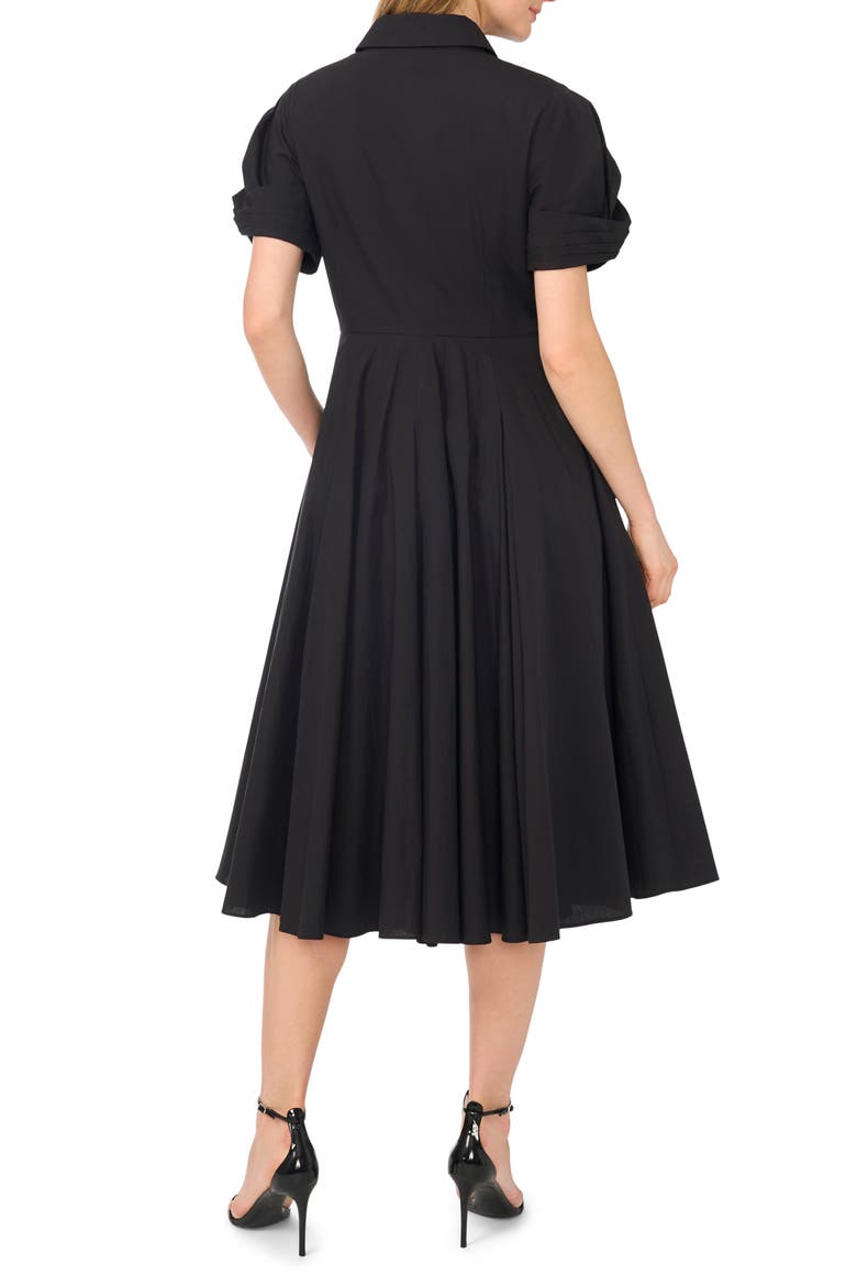 Twist Sleeve Cotton Midi Shirtdress, Alternate, color, RICH BLACK