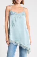 Renee C Lace Trim Asymmetric Satin Camisole
