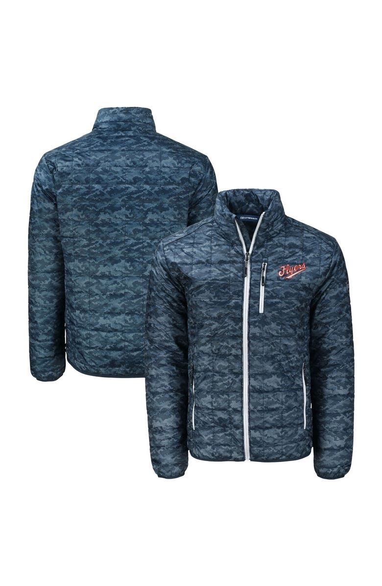 Cutter & Buck Men's Cutter & Buck  Navy Dayton Flyers Vault Rainier PrimaLoft Eco Insulated Full-Zip Puffer Jacket, Main, color, 