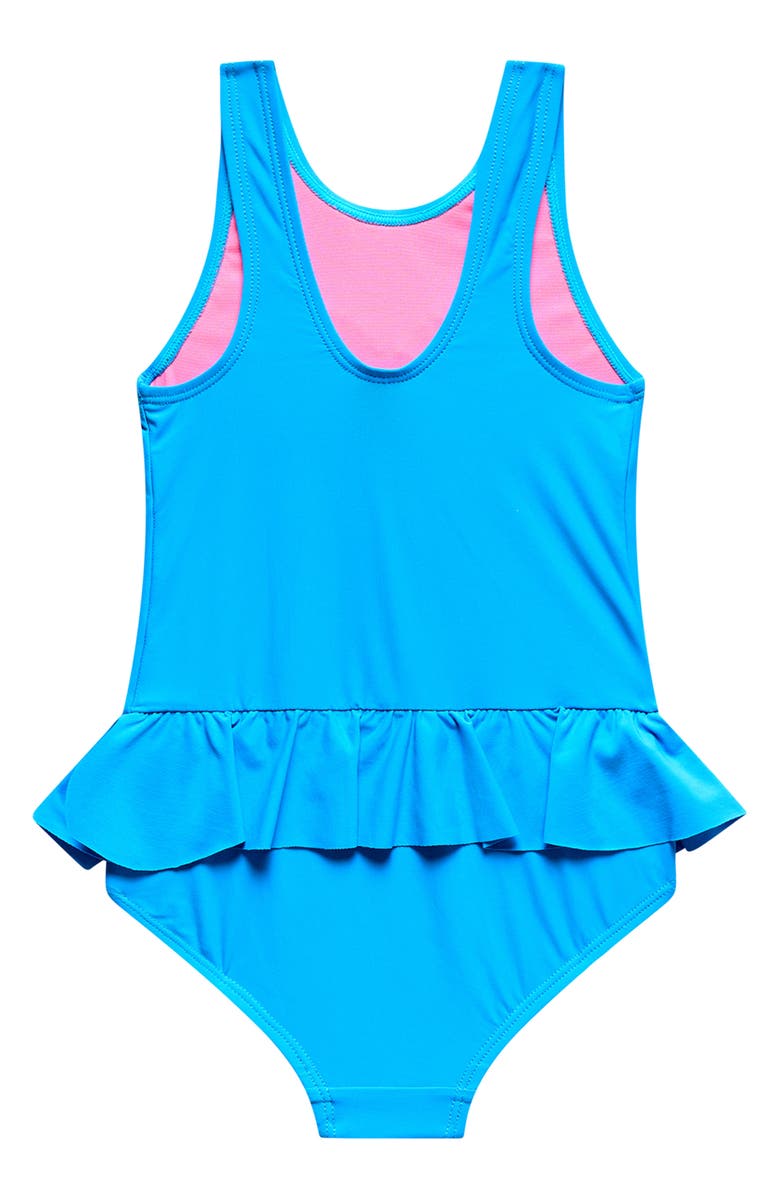 Beach Lingo Kids' Ruffle One-Piece Swimsuit, Alternate, color, Blue Horizon