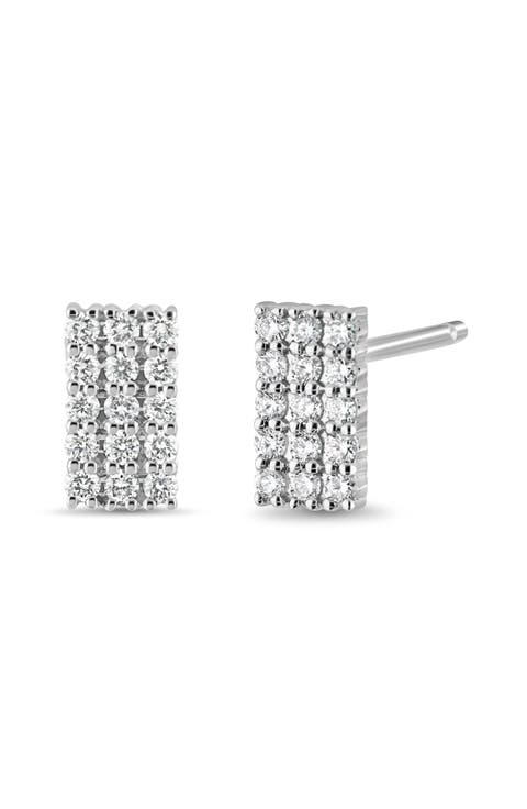 Icon Diamond Bar Stud Earrings
