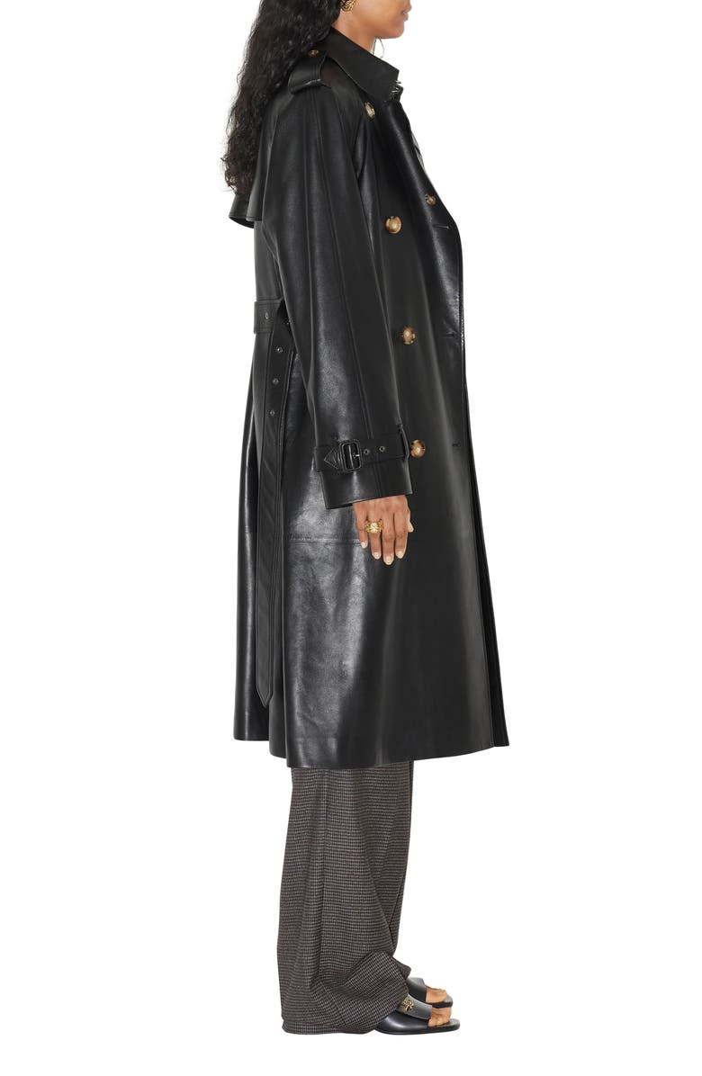 Burberry Harehope Leather Trench Coat, Alternate, color, 