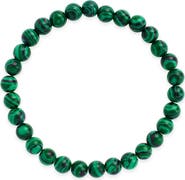 Sterling Forever Malachite Beaded Stretch Bracelet