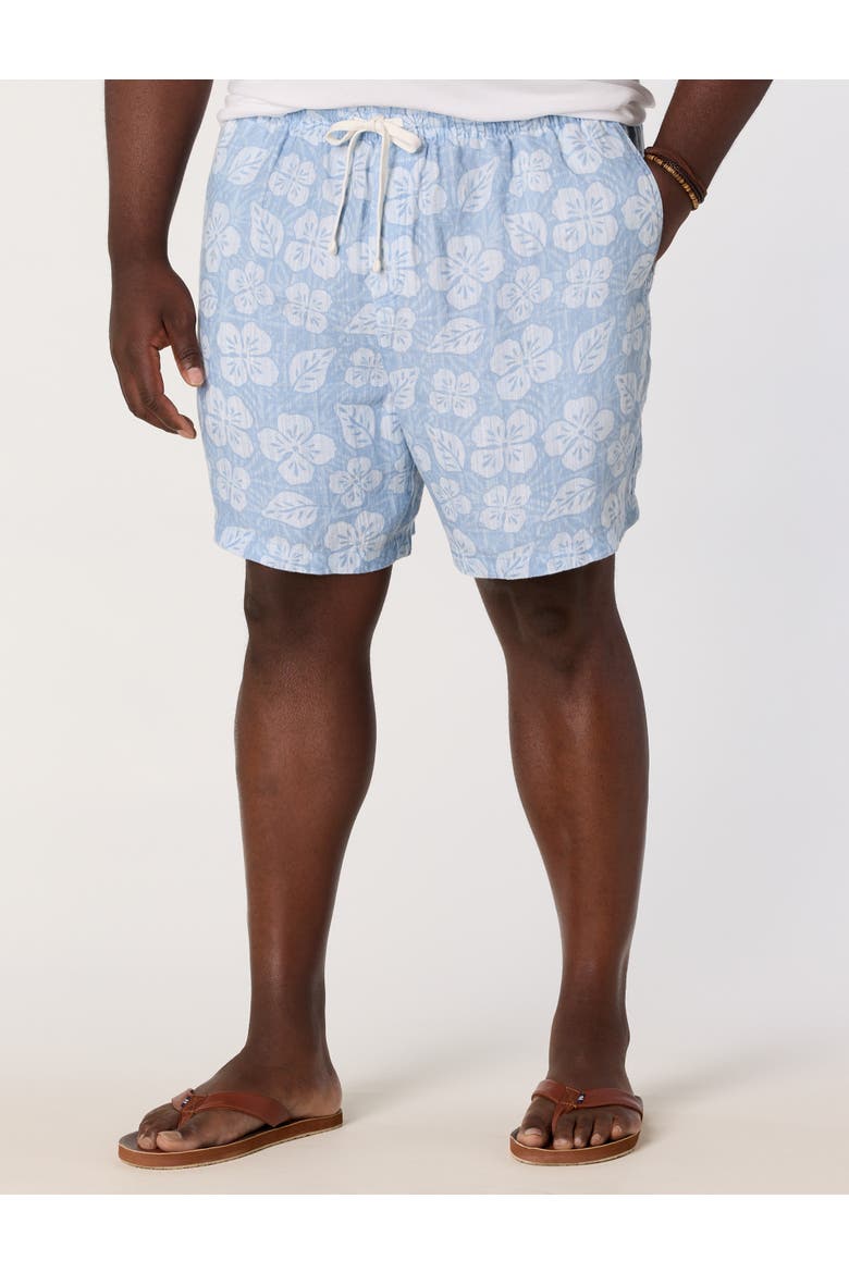 Big & Tall Surfside Pull-On Linen Shorts V2, Main, color, FLORAL COASTLINE