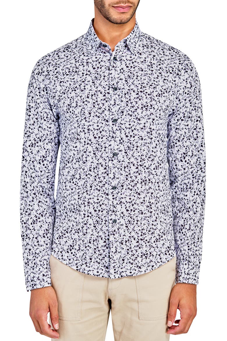 Mini Floral Recycled 4-Way Stretch Performance Long Sleeve Shirt, Main, color, WHITE