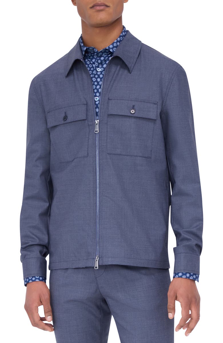 Bugatchi Zip-Up Stretch Wool Travel Jacket, Main, color,