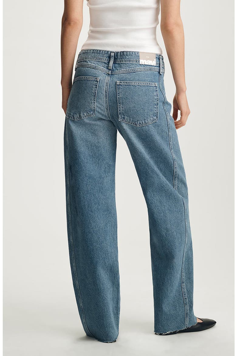 Nica Crossover High Waist Barrel Leg Jeans, Alternate, color, MID BRUSHED DENIM