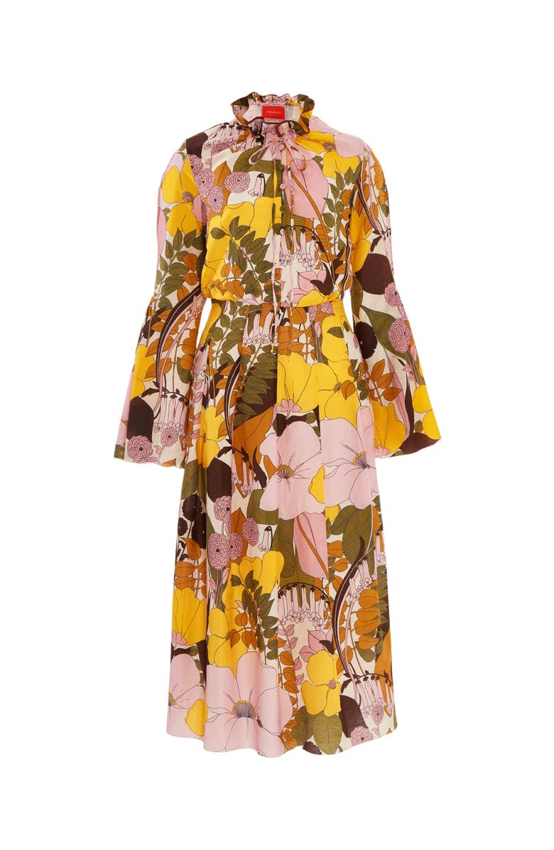 La DoubleJ Casanova Midi Dress Big Flower Rose Pink, Alternate, color, Big Flower Rose Pink