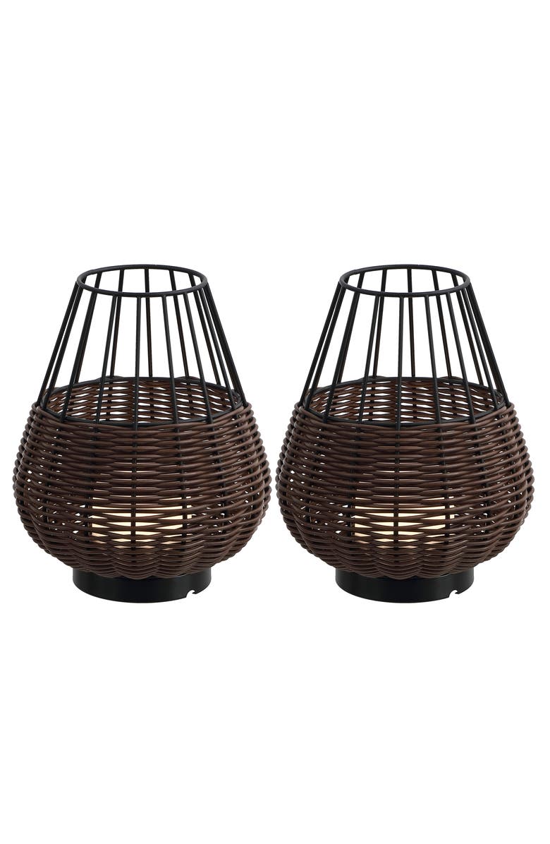 JONATHAN Y 10" Indoor/Outdoor Rechargeable/Cordless Dimmable LED Table Lamp, Main, color, Dark Brown Black