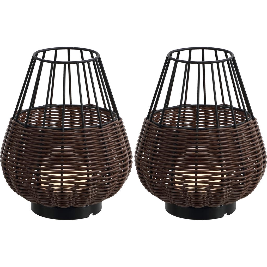 Jonathan Y 10" Indoor/outdoor Rechargeable/cordless Dimmable Led Table Lamp In Brown