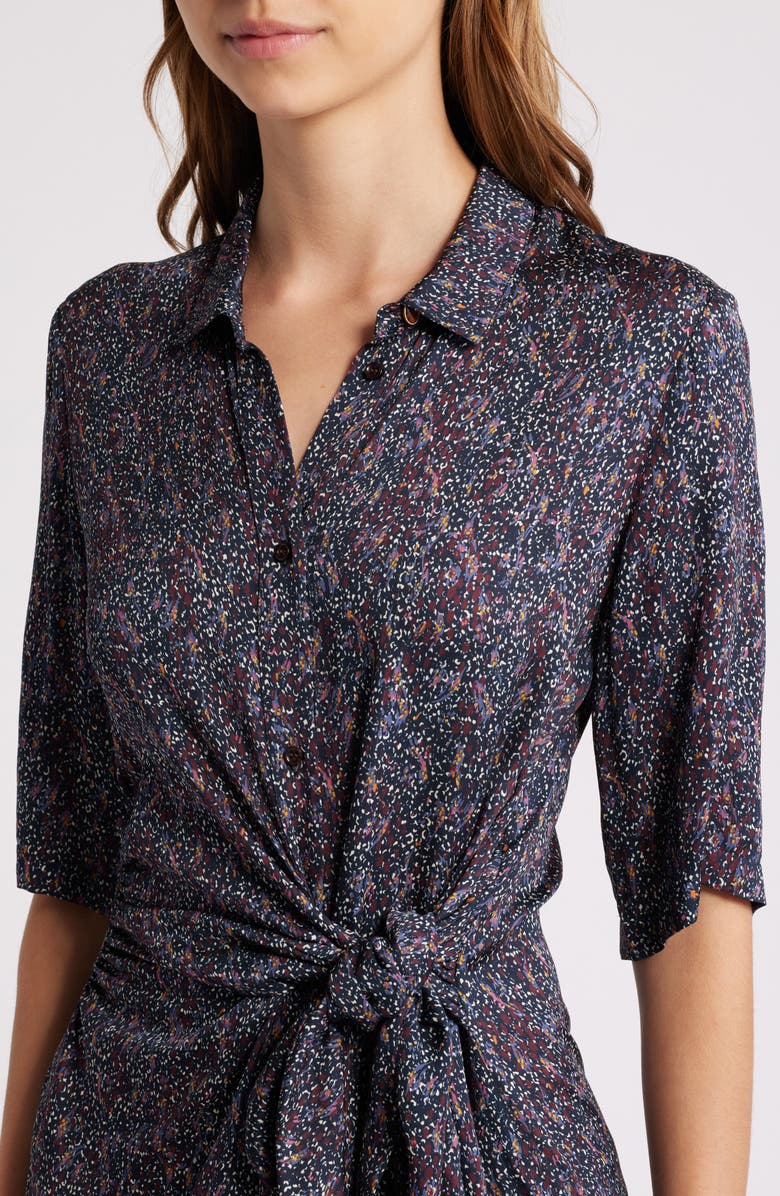 SESSÙN Christi Tie Front Shirtdress, Alternate, color, Christi-Records