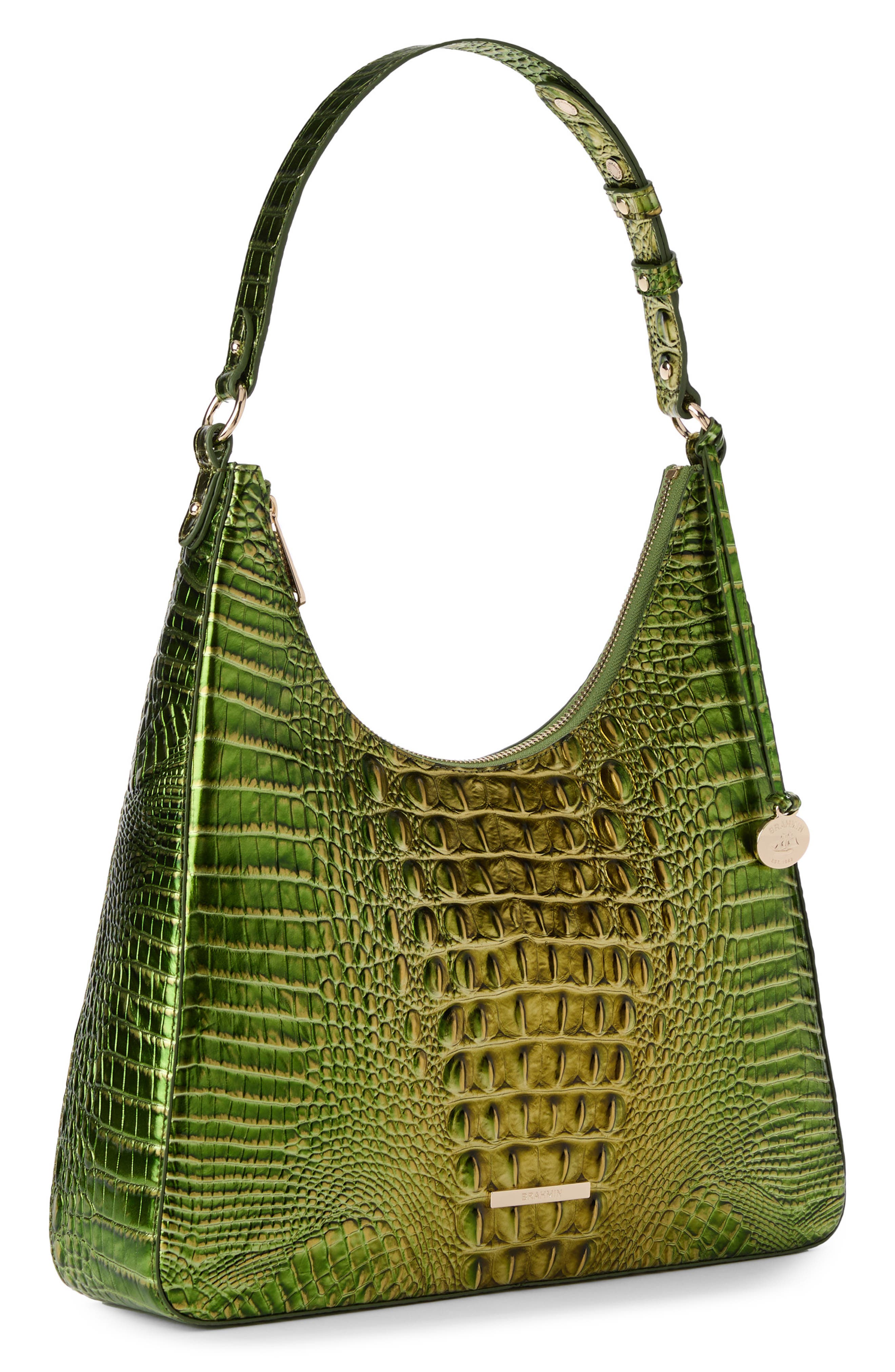 Brahmin Tabitha Croc Embossed Leather Shoulder Bag, Alternate, color, 