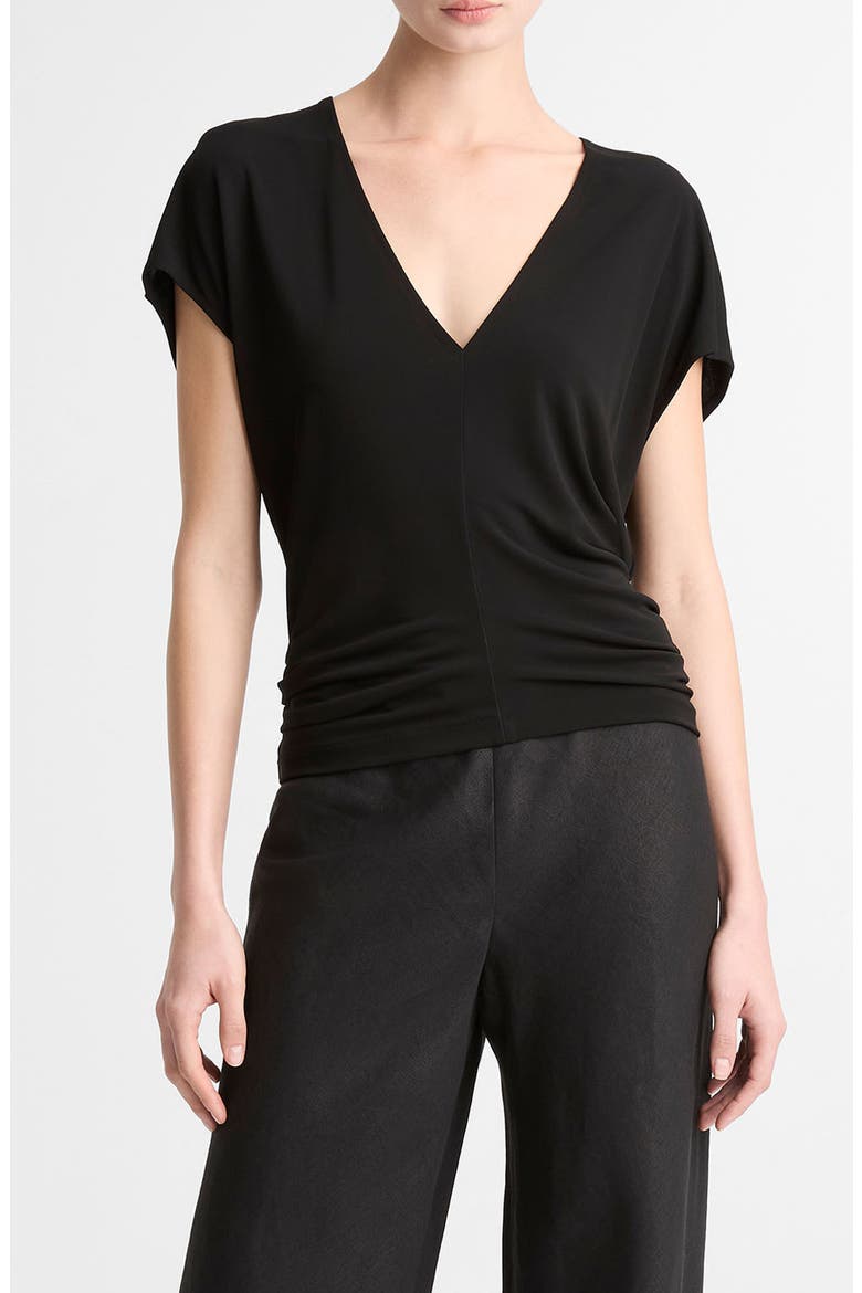 Ruched Dolman Sleeve Top, Main, color, BLACK