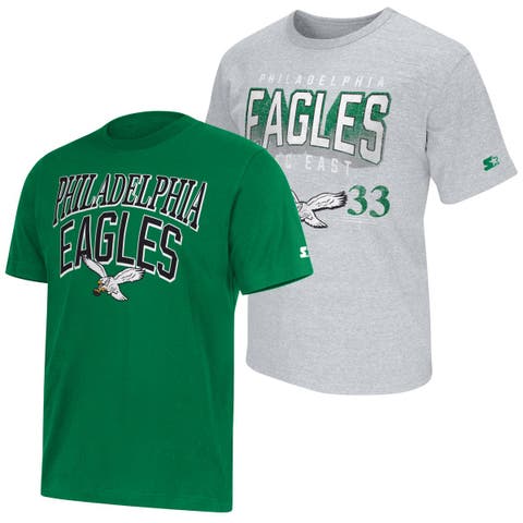Men's Starter  Kelly Green/Heather Gray Philadelphia Eagles Two-Pack Throwback Logo T-Shirt Set