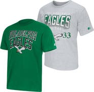 STARTER Men's Starter Kelly Green/Heather Gray Philadelphia Eagles Two-Pack Throwback Logo T-Shirt Set