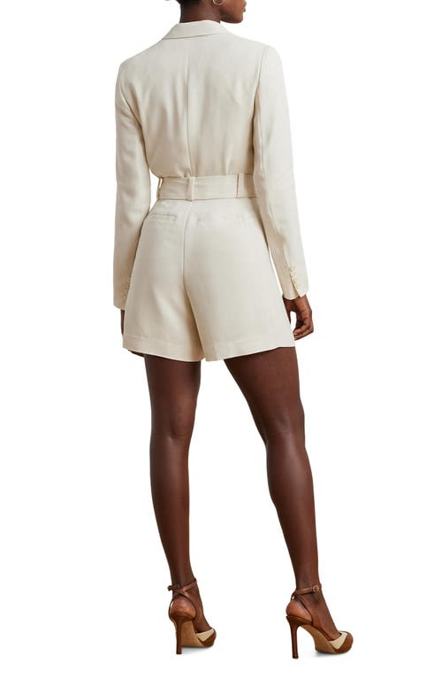 Shop Ralph Lauren Lauren Belted Long Sleeve Double Breasted Romper In Mascarpone Cream