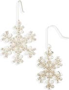 Leith Faux Pearl & Crystal Snowflake Drop Earrings